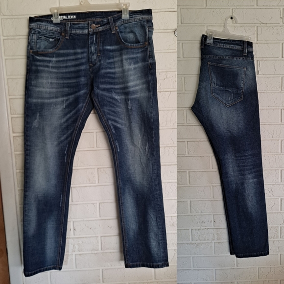 RS7 dark wash distressed skinny leg jeans, 36x32 - Picture 1 of 2